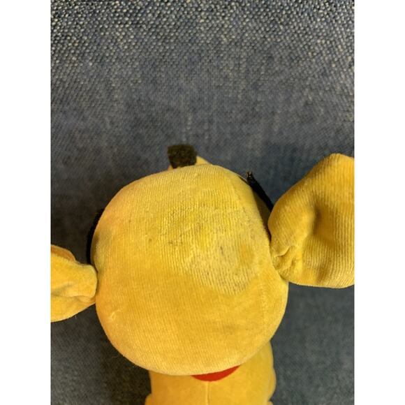 VINTAGE 1960’s Small Yellow Dog Sawdust Filled Plush Made In Japan Corduroy Ears - Picture 5 of 9